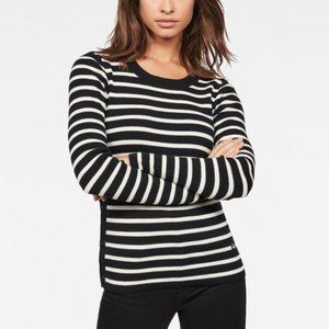 G-Star Iria Stripe R Knit Black White Sweater